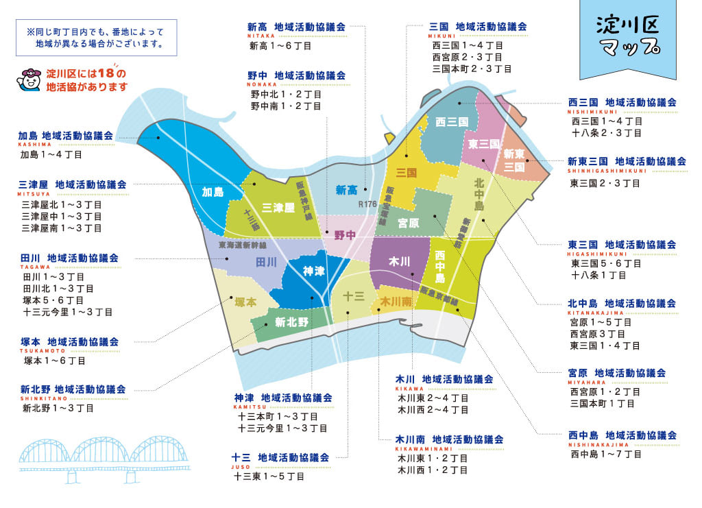 淀川区　地活協　区分マップ