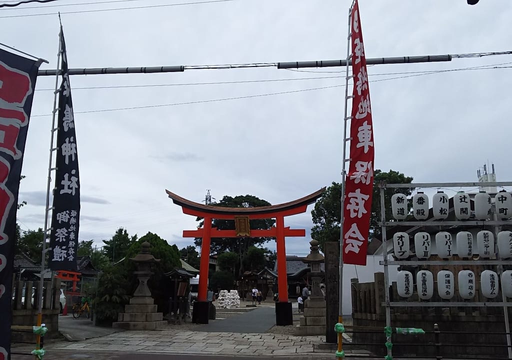 姫島神社　夏祭り　2019　鳥居とのぼり
